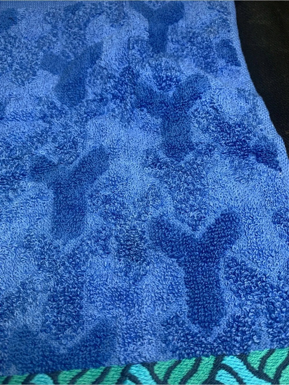 Yves Saint Laurent Blue Towel with Teal, Pink & Black Accents